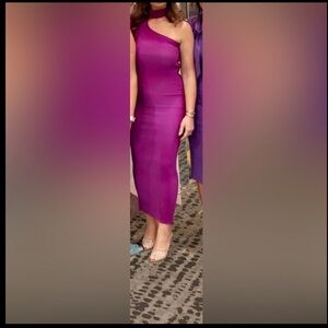 Elegant Purple One-Shoulder Dress